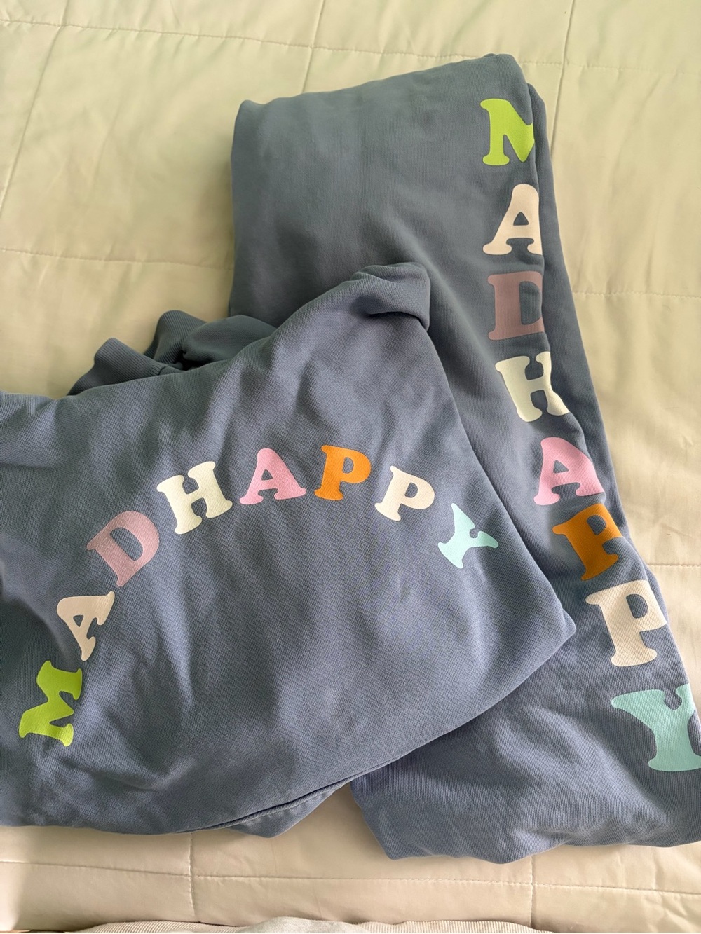 Madhappy Slate Blue Sweatshirt with Pastel Multicolor Logo